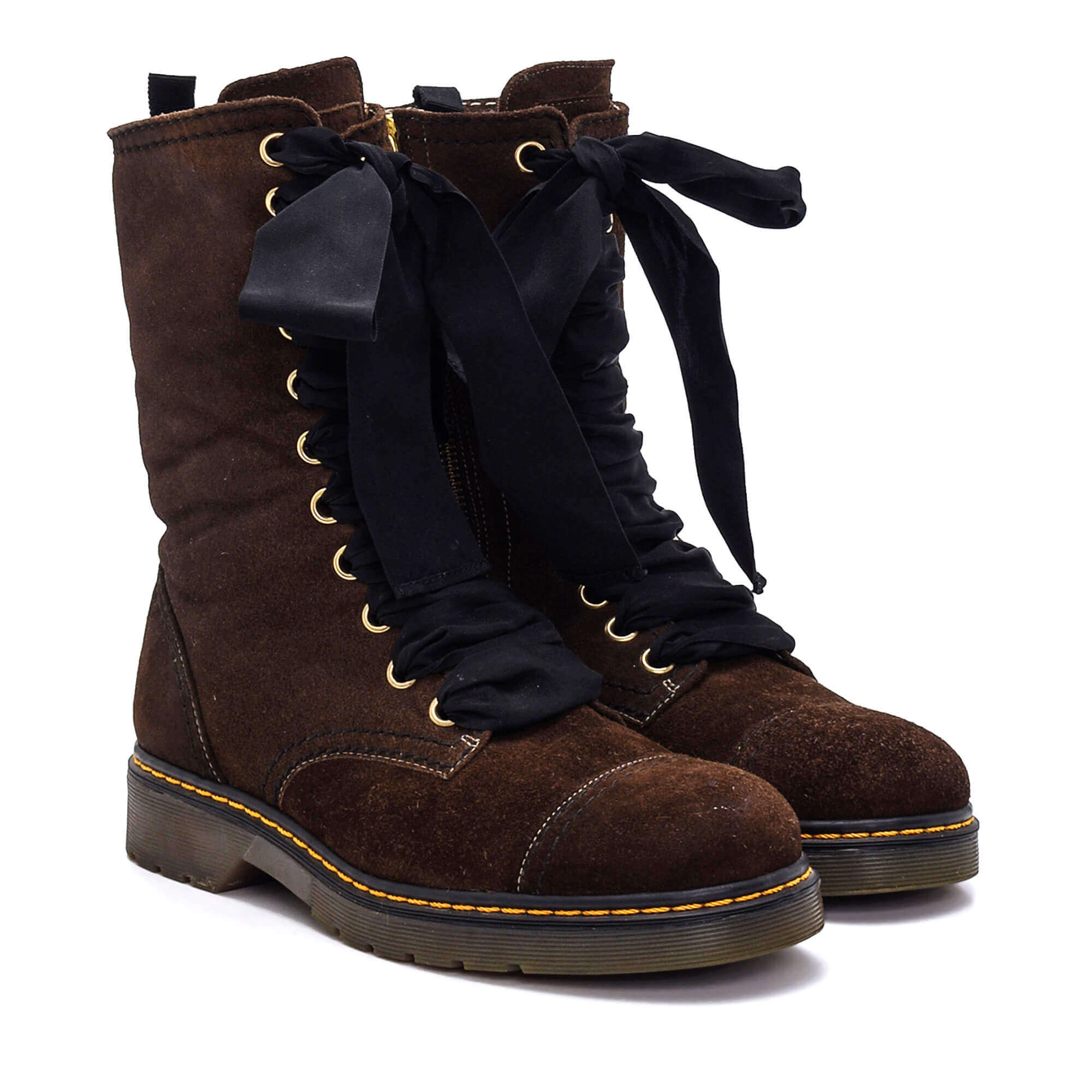 Moschino - Brown Suede Lace Up Shearling Inside Boots/39